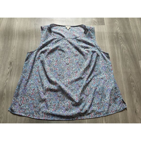 Talbots Womens 2X Paisley Sleeveless Blouse Multicolor - Picture 3 of 8